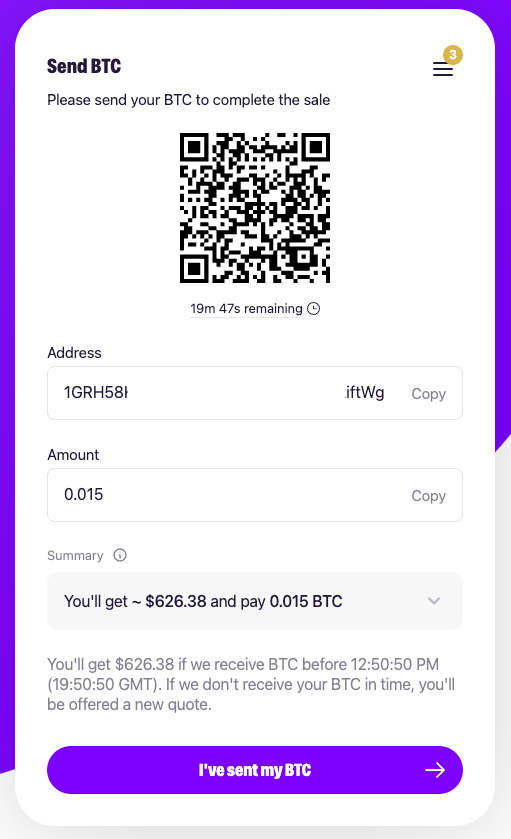 Manual crypto deposit instructions